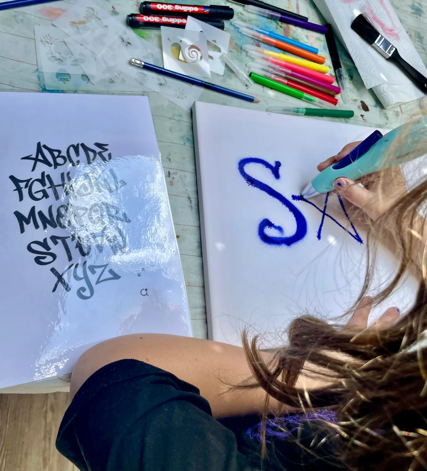 Sfeerbeeld van de workshop Mini Graffiti.